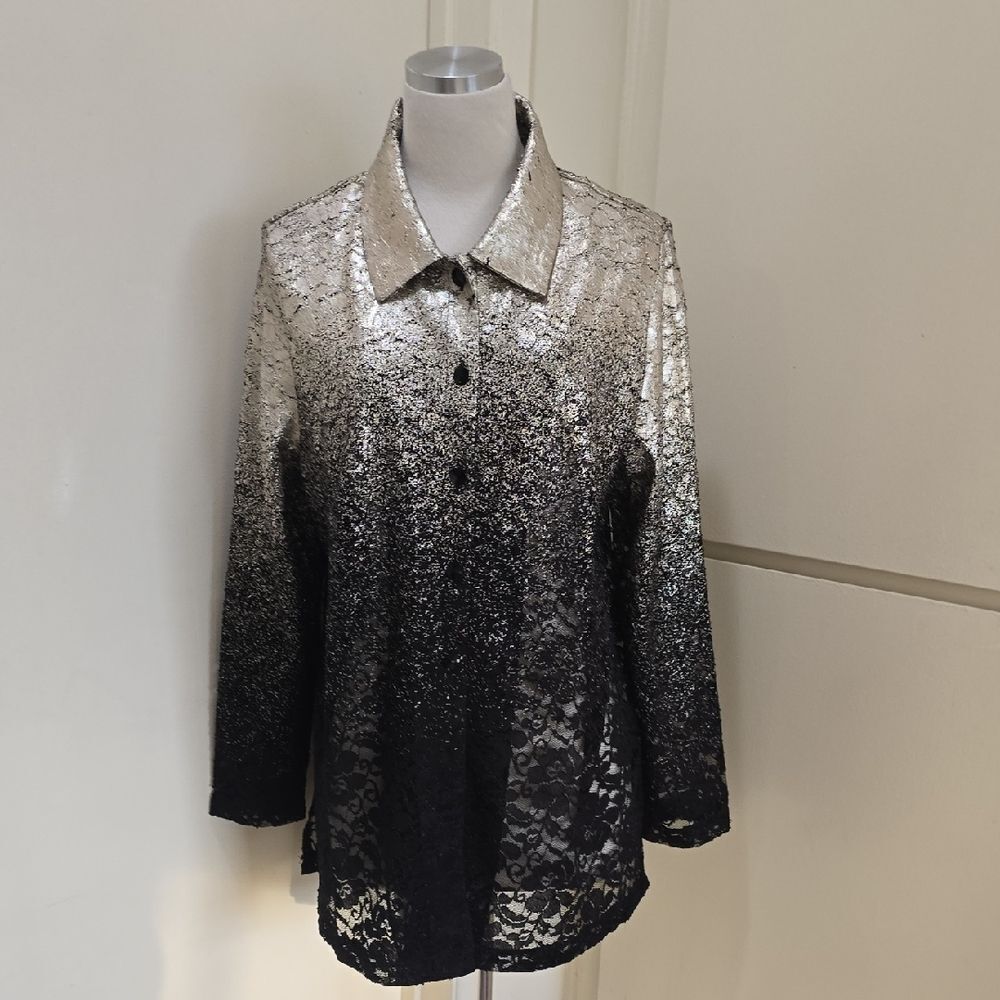 Elegant Black and Gold Women's Button Down Shirt